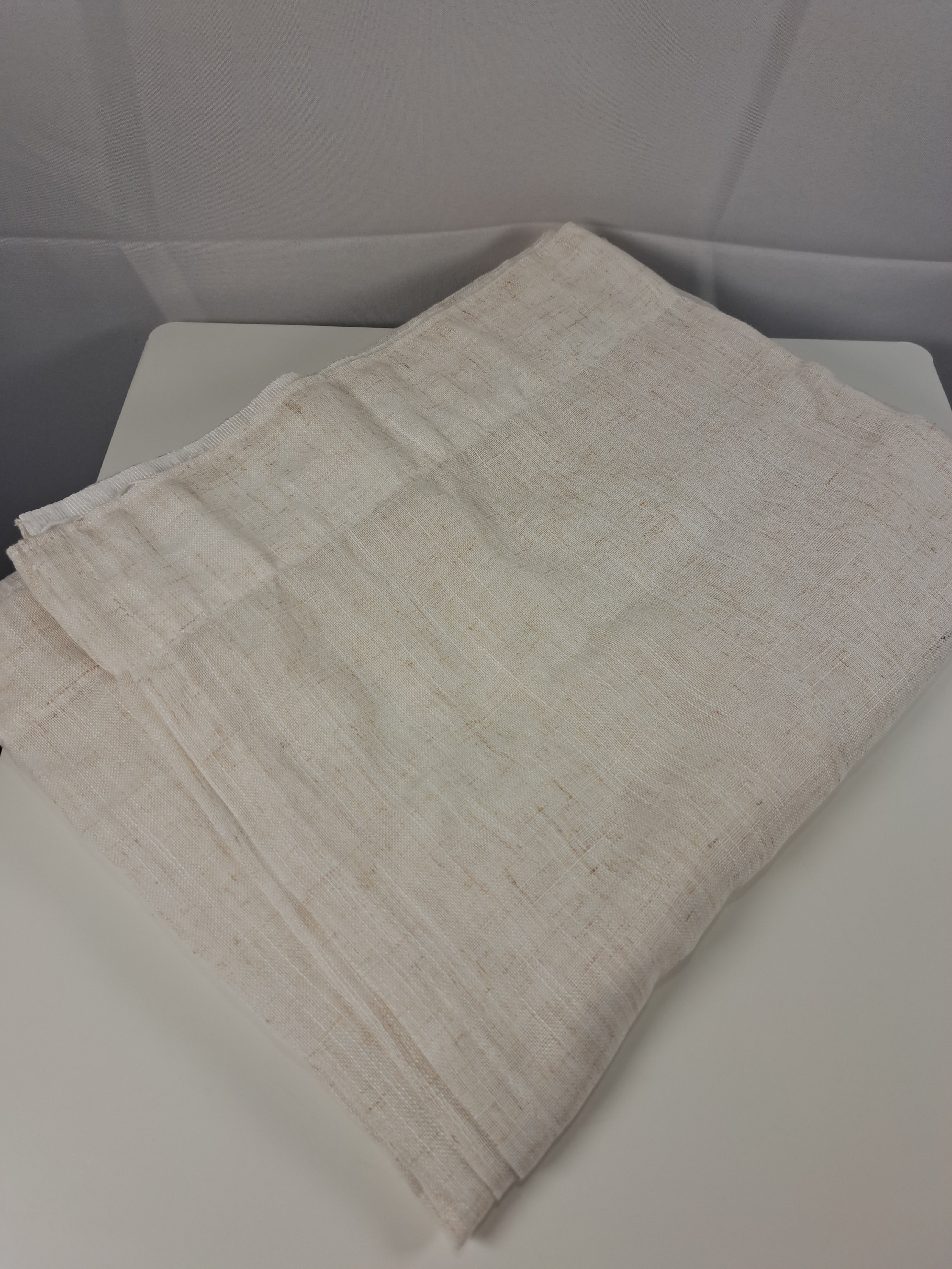 Pusiau permatomos lininės užuolaidos kreminės spalvos, 140 × 245 cm, 1 vnt., Topfinel