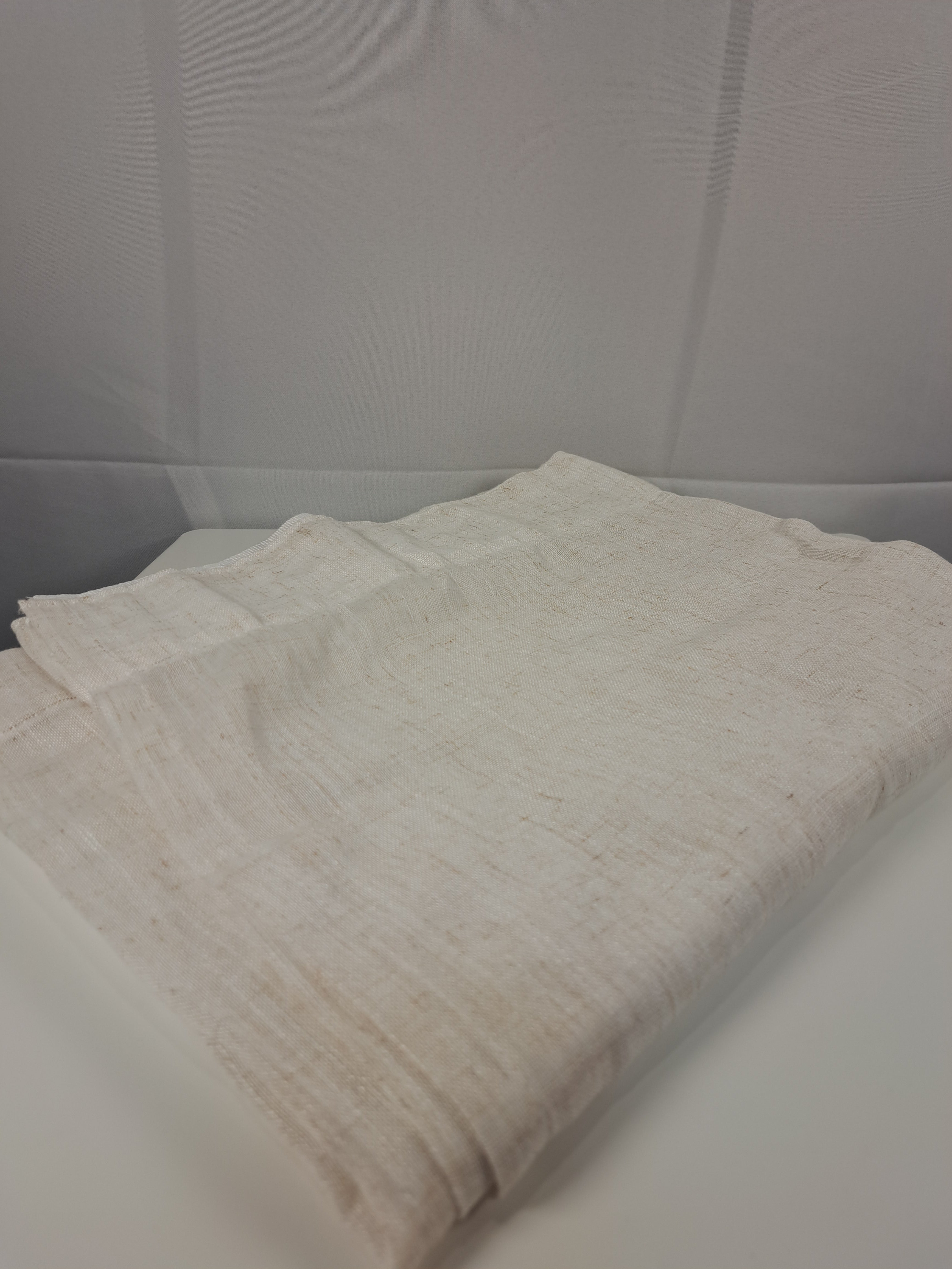 Pusiau permatomos lininės užuolaidos kreminės spalvos, 140 × 245 cm, 1 vnt., Topfinel