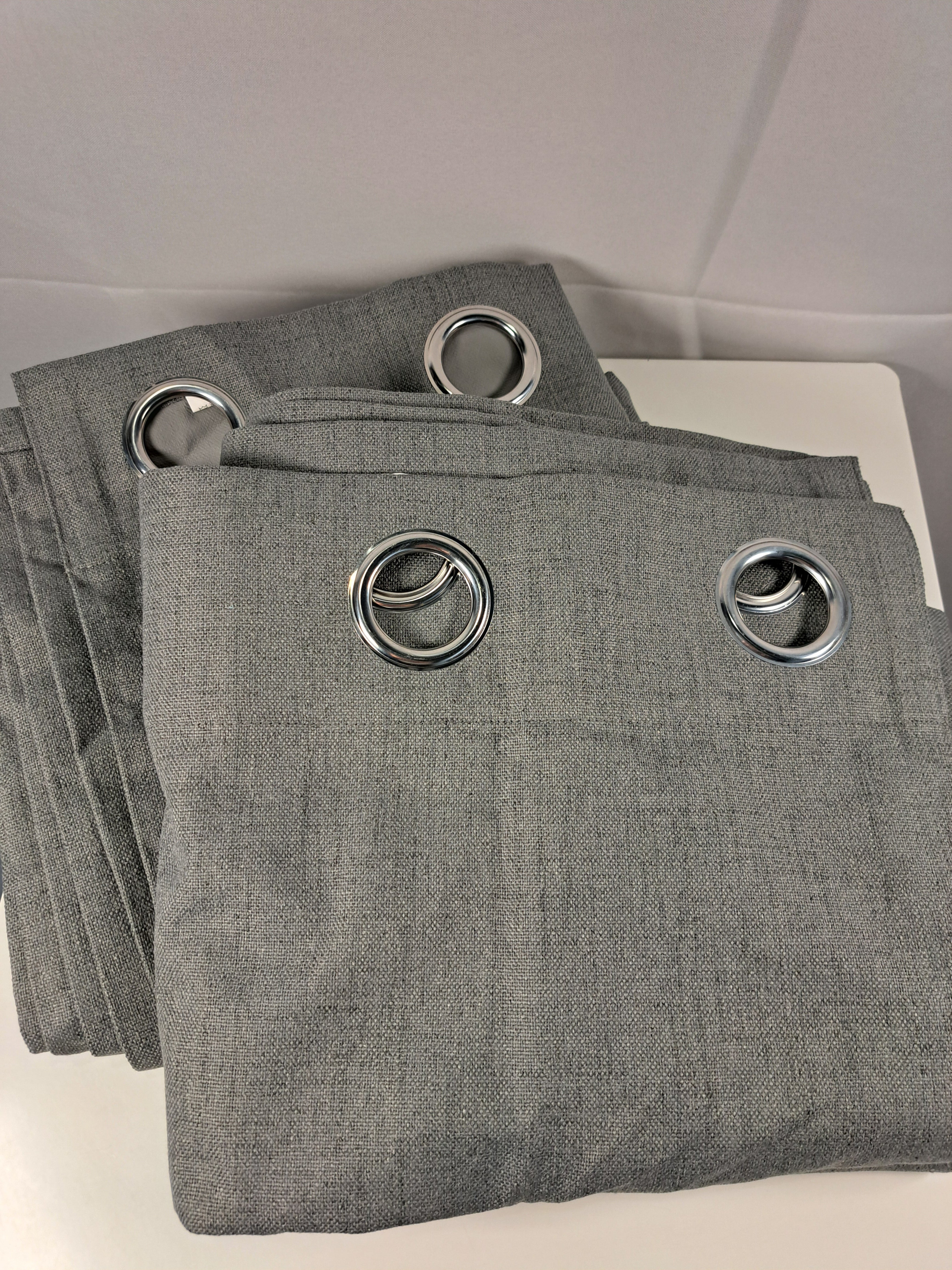Blackout užuolaidos tamsiai pilkos spalvos, lino imitacija, 100 % užtemdymas, 1 vnt.